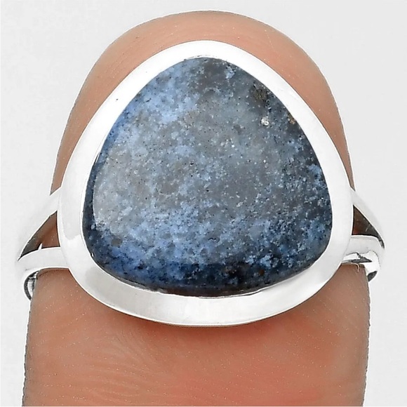 Natural blue Dumortierite gemstone ring size 8 - Picture 2 of 4